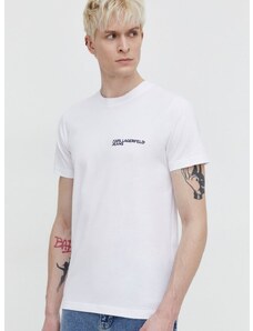 Bavlněné tričko Karl Lagerfeld Jeans bílá barva, s aplikací