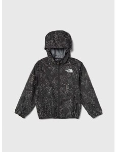 Dětská bunda The North Face NEVER STOP HOODED WINDWALL JACKET šedá barva