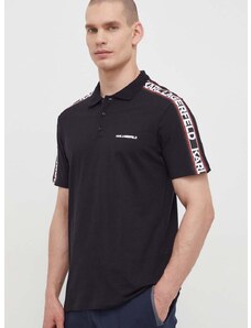 Bavlněné polo tričko Karl Lagerfeld černá barva, s potiskem