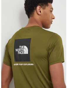 Sportovní tričko The North Face Reaxion Red Box zelená barva, s potiskem, NF0A4CDWPIB1