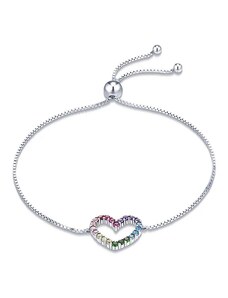 Linda's Jewelry Stříbrný náramek Duhové srdce Ag 925/1000 INR256