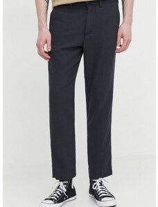 Kalhoty s příměsí lnu Abercrombie & Fitch černá barva, ve střihu chinos