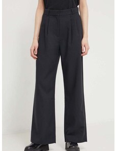 Kalhoty Abercrombie & Fitch dámské, černá barva, jednoduché, high waist