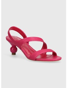Kožené sandály Weekend Max Mara Zigano růžová barva, 2415521015600