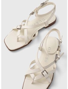 Kožené sandály Guess TAMPER dámské, béžová barva, FLJTAM LEA03