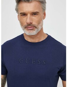 Bavlněné tričko Guess PIMA tmavomodrá barva, s aplikací, M2BP47 K7HD0