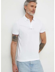 Polo tričko Tommy Hilfiger bílá barva, s potiskem, MW0MW34841