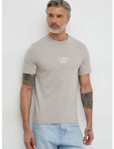 Bavlněné tričko Calvin Klein šedá barva, s potiskem, K10K112489