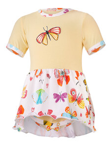 Little Angel Body šaty tenké KR set Outlast - sv.žlutá/motýlci