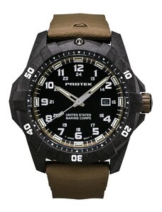 Protek Watches Černé pánské hodinky ProTek s gumovým páskem Official USMC Series 1016D 42MM