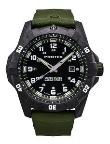 Protek Watches Černé pánské hodinky ProTek s gumovým páskem Official USMC Series 1015G 42MM
