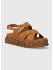 Kožené sandály Liu Jo LOVELY SANDAL1 dámské, hnědá barva, na platformě, BA4131P0102S1892