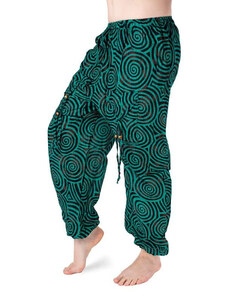Exclusive Bavlněné harémové kalhoty se vzorem,zeleno-černé