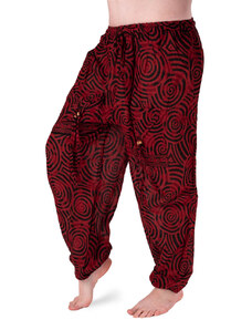 Exclusive Bavlněné harémové kalhoty se vzorem,červeno-černé