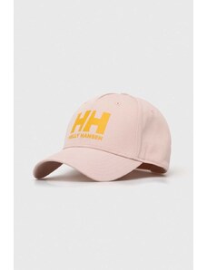 Bavlněná baseballová čepice Helly Hansen růžová barva, s potiskem, 67434