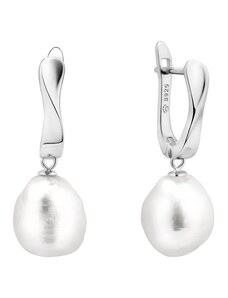 Gaura Pearls Stříbrné náušnice s bílou kasumi like perlou, stříbro 925/1000
