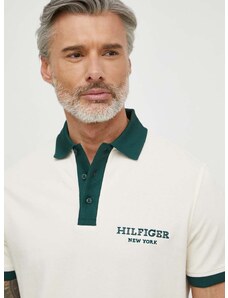 Polo tričko Tommy Hilfiger béžová barva, s aplikací