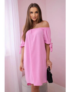 Italská móda Šaty s vázáním na rukávech světlá růžová