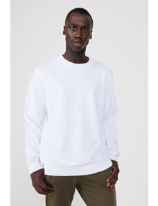AC&Co / Altınyıldız Classics Men's White Standard Fit Regular Fit Crew Neck 3 Thread Cotton Sweatshirt