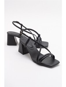 LuviShoes Daisy Black Skin Women's Heeled Shoes