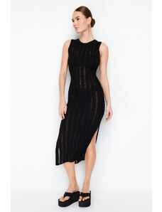 Trendyol Black Maxi Knitwear Unlined Openwork/ Perforated Dress