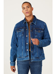 AC&Co / Altınyıldız Classics Men's Navy Blue Standard Fit Regular Cut 100% Cotton Denim Jean Jacket