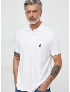 Bavlněné polo tričko Tommy Hilfiger bílá barva