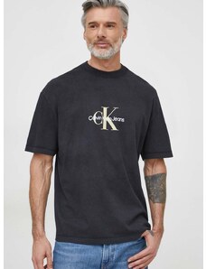 Bavlněné tričko Calvin Klein Jeans černá barva, s potiskem, J30J325427