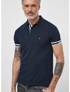 Polo tričko Tommy Hilfiger tmavomodrá barva, s potiskem, MW0MW34737