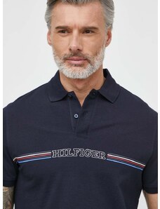 Bavlněné polo tričko Tommy Hilfiger tmavomodrá barva, s potiskem