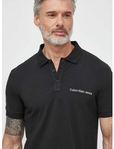 Polo tričko Calvin Klein Jeans černá barva, s potiskem