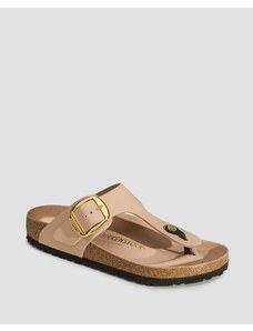 Béžové dámské pantofle Birkenstock Gizeh Big Buckle Natural Leather Patent