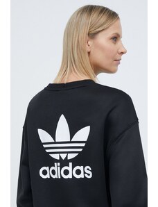 Mikina adidas Originals Trefoil Crew dámská, černá barva, s aplikací, IU2410