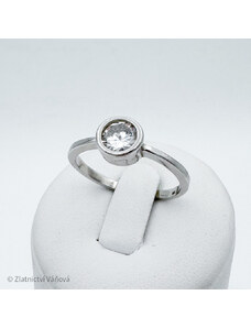 Stříbrný prsten se solitérním zirkonem 7,5mm 63