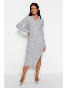 Trendyol Gray Maxi Knitwear Knitted Detailed Dress