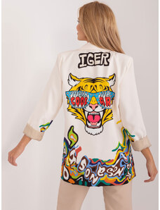 Fashionhunters Krémová bunda s potiskem na zádech