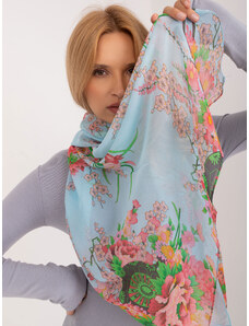 Fashionhunters Světle modrý dámský šátek s květinami