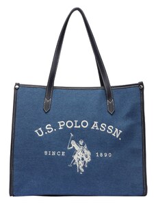 U.S. POLO ASSN. Nákupní taška modrá džínovina / bílá
