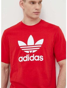 Bavlněné tričko adidas Originals Trefoil červená barva, s potiskem, IR8009