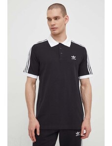 Bavlněné polo tričko adidas Originals Adicolor Classics 3-Stripes černá barva, s aplikací, IL2501