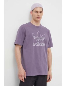 Bavlněné tričko adidas Originals Trefoil Tee fialová barva, s aplikací, IR7992