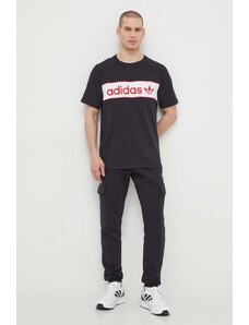 Bavlněné tričko adidas Originals černá barva, s potiskem, IS1404