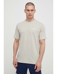 Bavlněné tričko adidas Originals Essential Tee šedá barva, s aplikací, IR9689