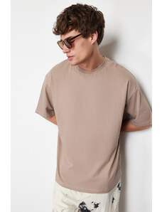 Trendyol Mink Oversize/Wide-Fit Basic 100% Cotton T-Shirt