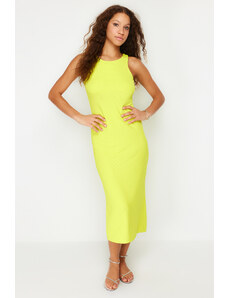 Trendyol Yellow Bodycone/Fitted Halter Neck Maxi Stretchy Knitted Maxi Dress