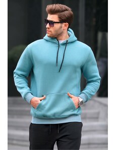 Madmext Men's Blue Hooded Sweatshirt 5339