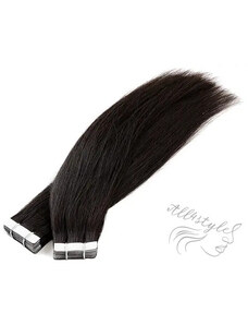 Vlasové PU pásky tape in na prodlužování vlasů 50cm 1B - přírodně černá
