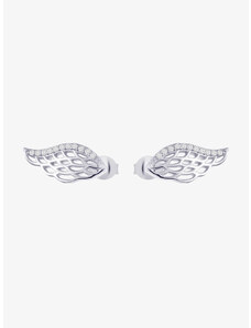 Stříbrné náušnice Angel Wings, andělská křídla s kubickou zirkonií Preciosa