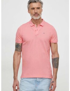 Bavlněné polo tričko Tommy Jeans růžová barva