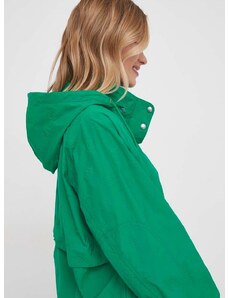 Bunda Tommy Hilfiger dámská, zelená barva, přechodná, oversize, WW0WW41554